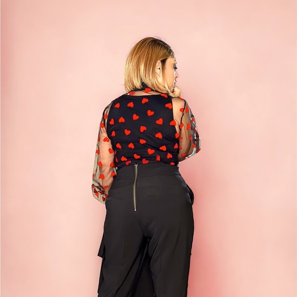 NWT - NY & CO SHEER BLOUSE W/ NECKTIE - Picture 4 of 4